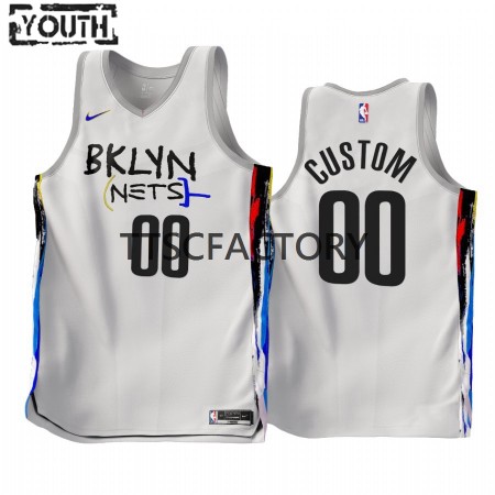 Brooklyn Nets Custom Nike 2022-23 City Edition Valkoinen Lasten Pelipaidat Swingman